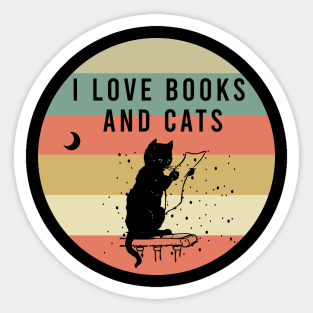 I love books and cats Sticker